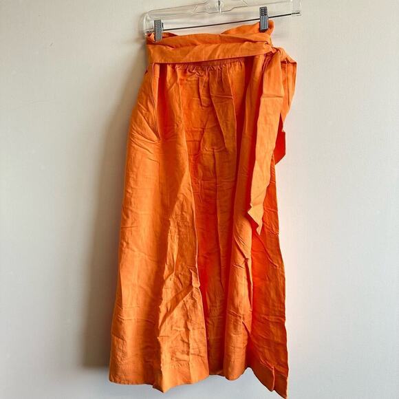 Stockholm Atelier & Other Stories Linen Orange Crop Top and Midi Skirt Set XS/2 - Picture 10 of 12